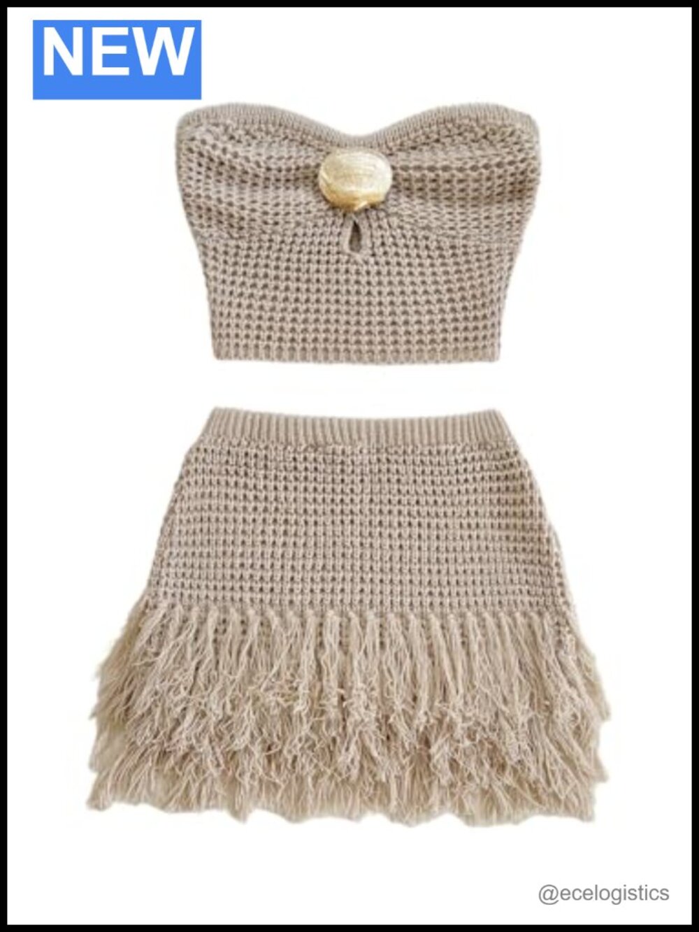 Women's Crochet Crop Tube Top & Mini Skirt 2-Piece Vacation Set